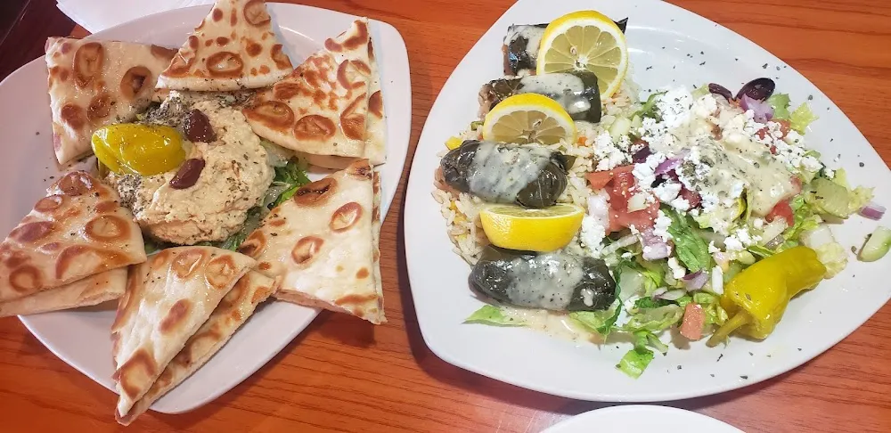 Grape Leaves and Hummus Plate
